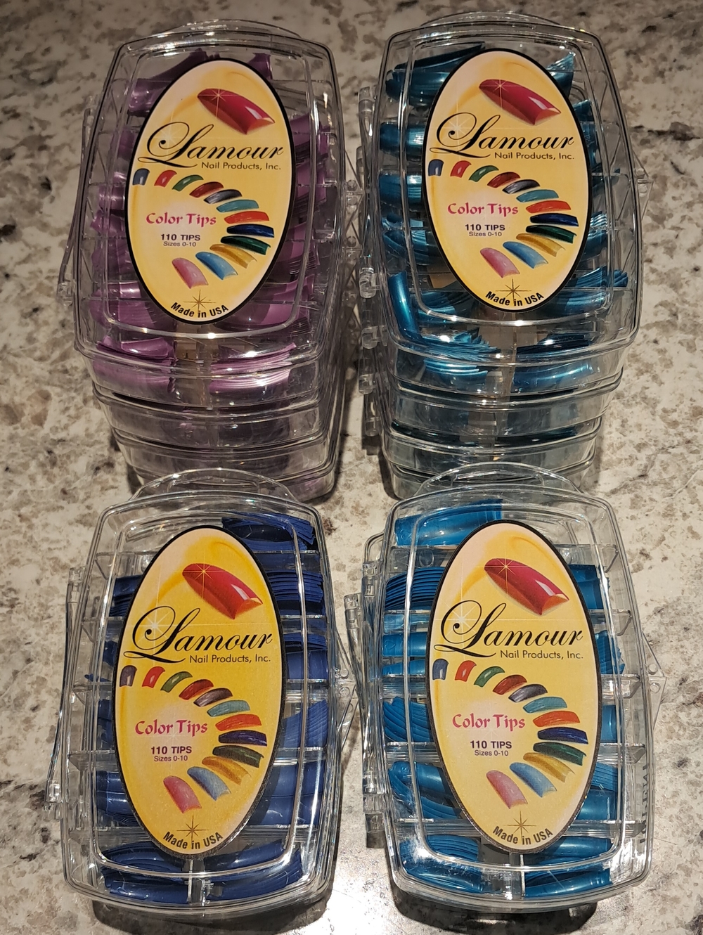 12 Packs Of Colored Nail Tips - Purple & Blue